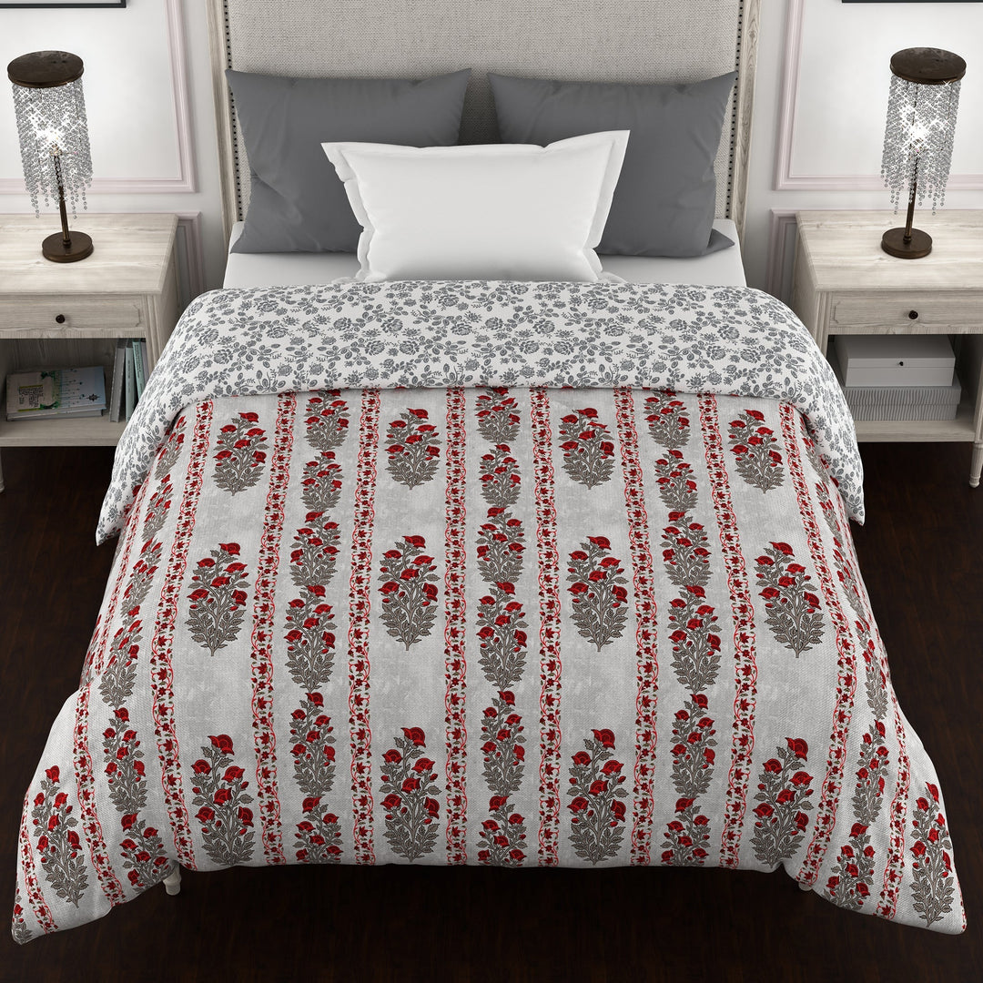 Bella Casa Fashion & Retail Ltd  Quilt 60 X 90 Inch / Red / Cotton Bella Casa 150 GSM Cotton Single Reversible AC Quilt for Winter (152 X 229 cm, Red)