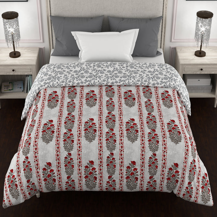 Bella Casa Fashion & Retail Ltd  Quilt 60 X 90 Inch / Red / Cotton Bella Casa 150 GSM Cotton Single Reversible AC Quilt for Winter (152 X 229 cm, Red)