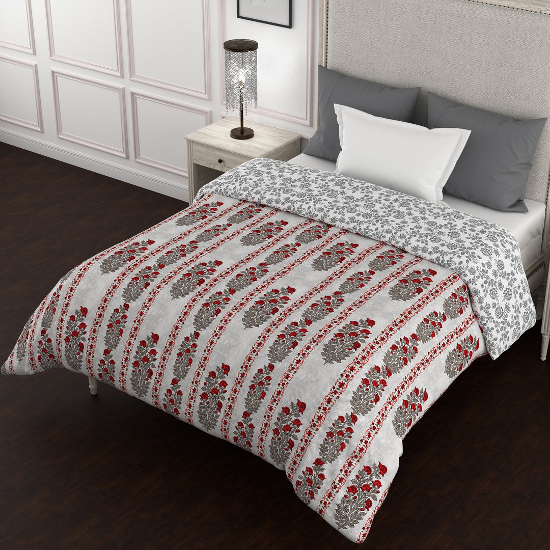 Bella Casa Fashion & Retail Ltd  Quilt 60 X 90 Inch / Red / Cotton Bella Casa 150 GSM Cotton Single Reversible AC Quilt for Winter (152 X 229 cm, Red)