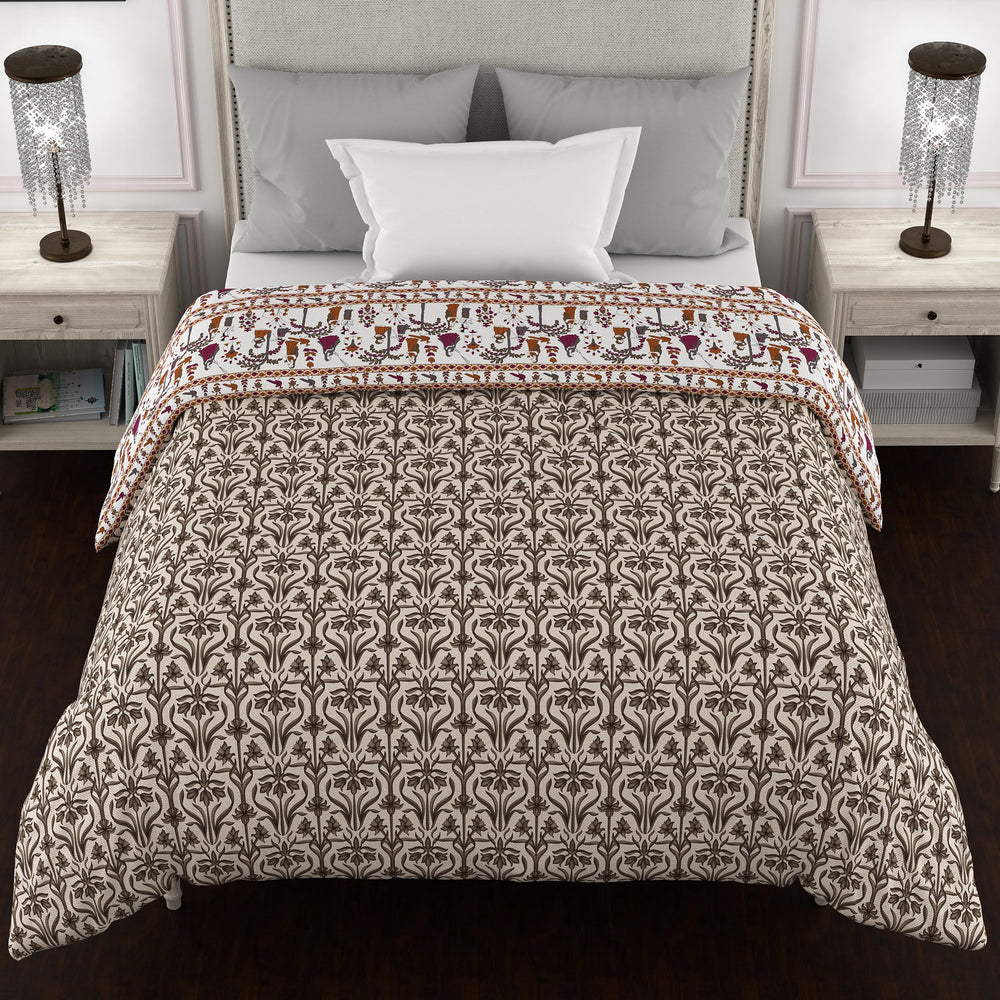Bella Casa Fashion & Retail Ltd  Quilt 60 X 90 Inch / Violet / Cotton Bella Casa 150 GSM Cotton Single Reversible AC Quilt for Winter (152 X 229 cm, Violet)