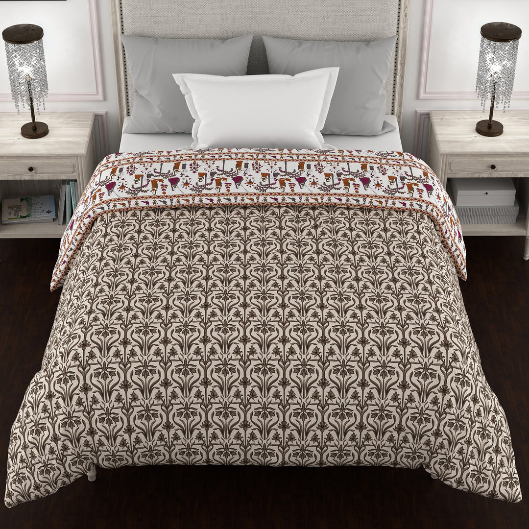 Bella Casa Fashion & Retail Ltd  Quilt 60 X 90 Inch / Violet / Cotton Bella Casa 150 GSM Cotton Single Reversible AC Quilt for Winter (152 X 229 cm, Violet)