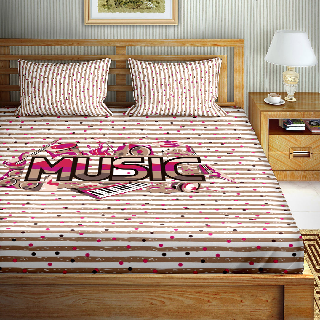 BELLA CASA FASHION BEDSHEET Double Bedsheet Set King Size Cotton Dark Pink Colour - Mysterious Collection