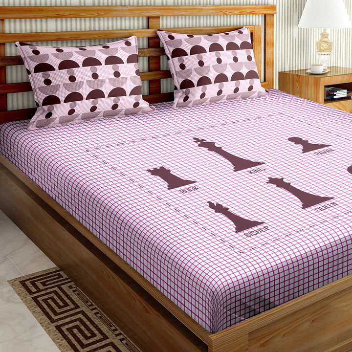 BELLA CASA FASHION BEDSHEET Double Bedsheet Set King Size Cotton Purple Colour - Mysterious Collection