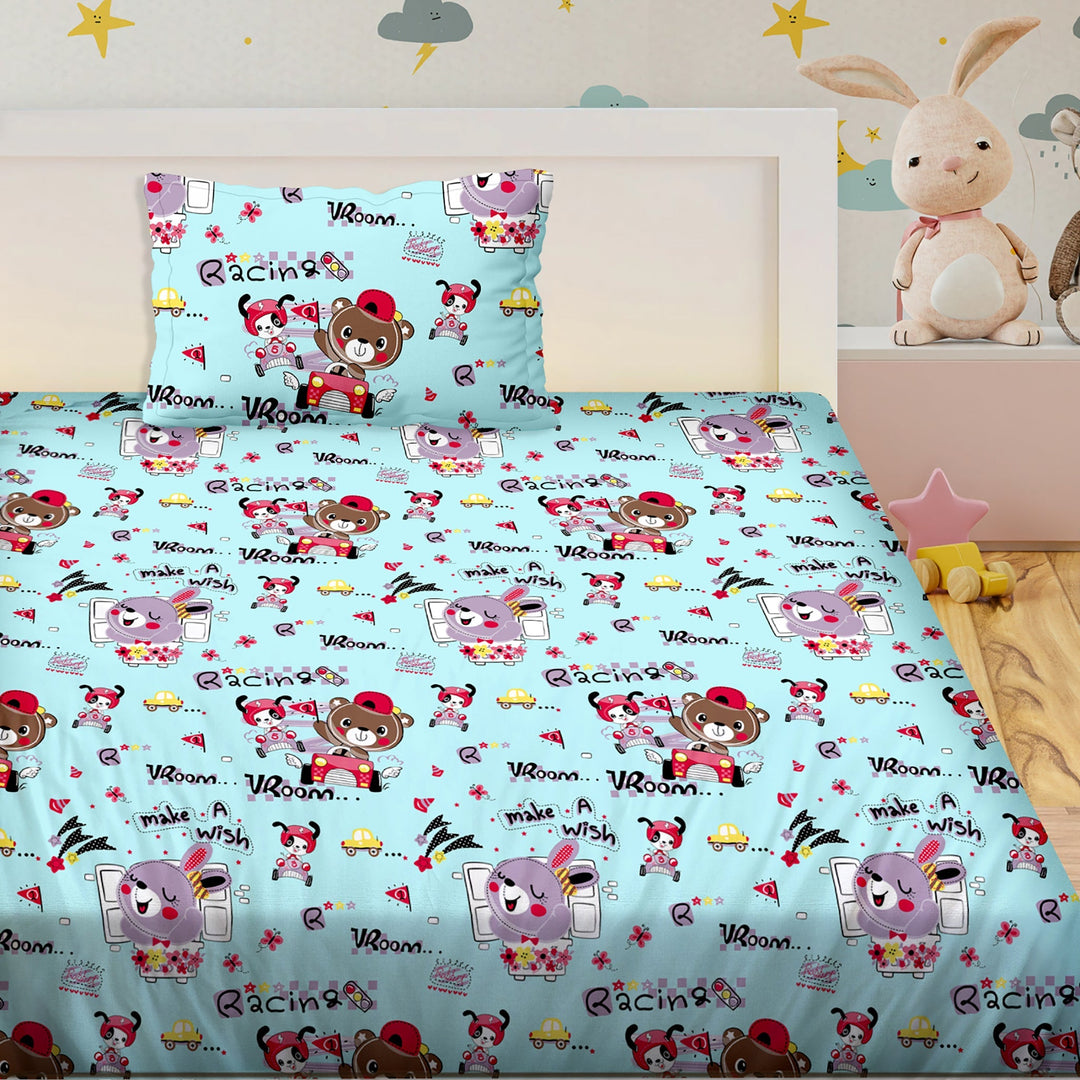 BELLA CASA FASHION BEDSHEET Single Bedsheet Set 180 TC 100 % Cotton - Kids Kingdom Collection