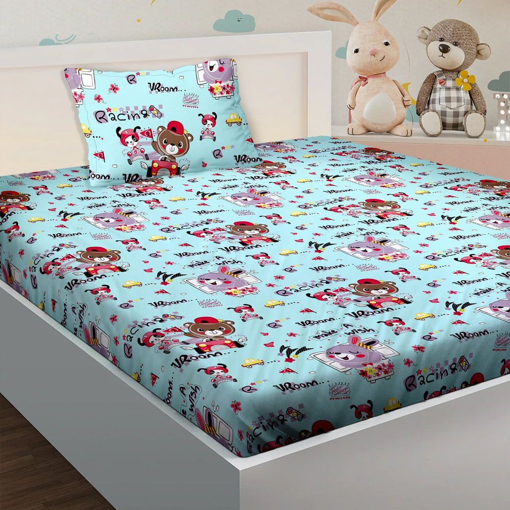 BELLA CASA FASHION BEDSHEET Single Bedsheet Set 180 TC 100 % Cotton - Kids Kingdom Collection