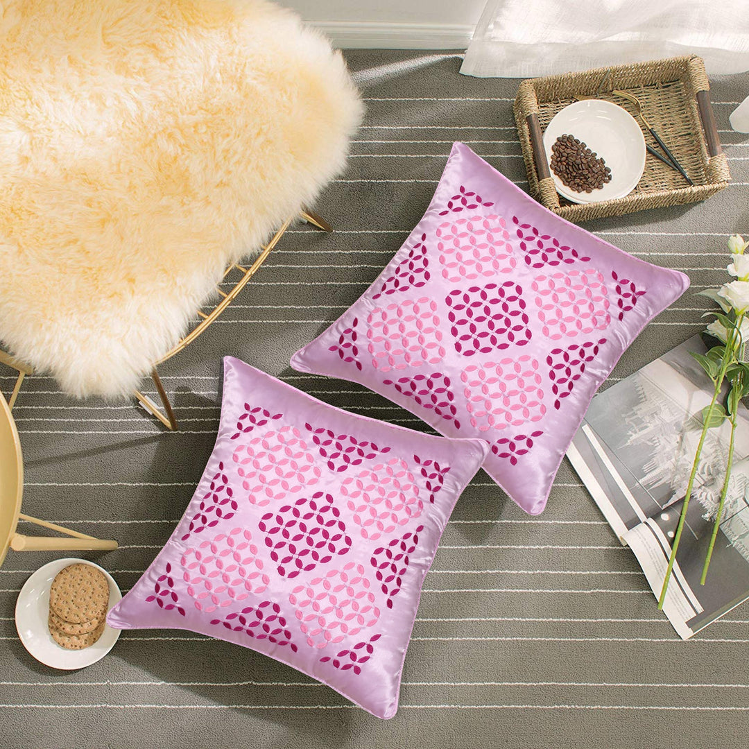 BELLA CASA FASHION Cushion Cover Utsav Polyester Embroidered Cushion Covers Pack of 2