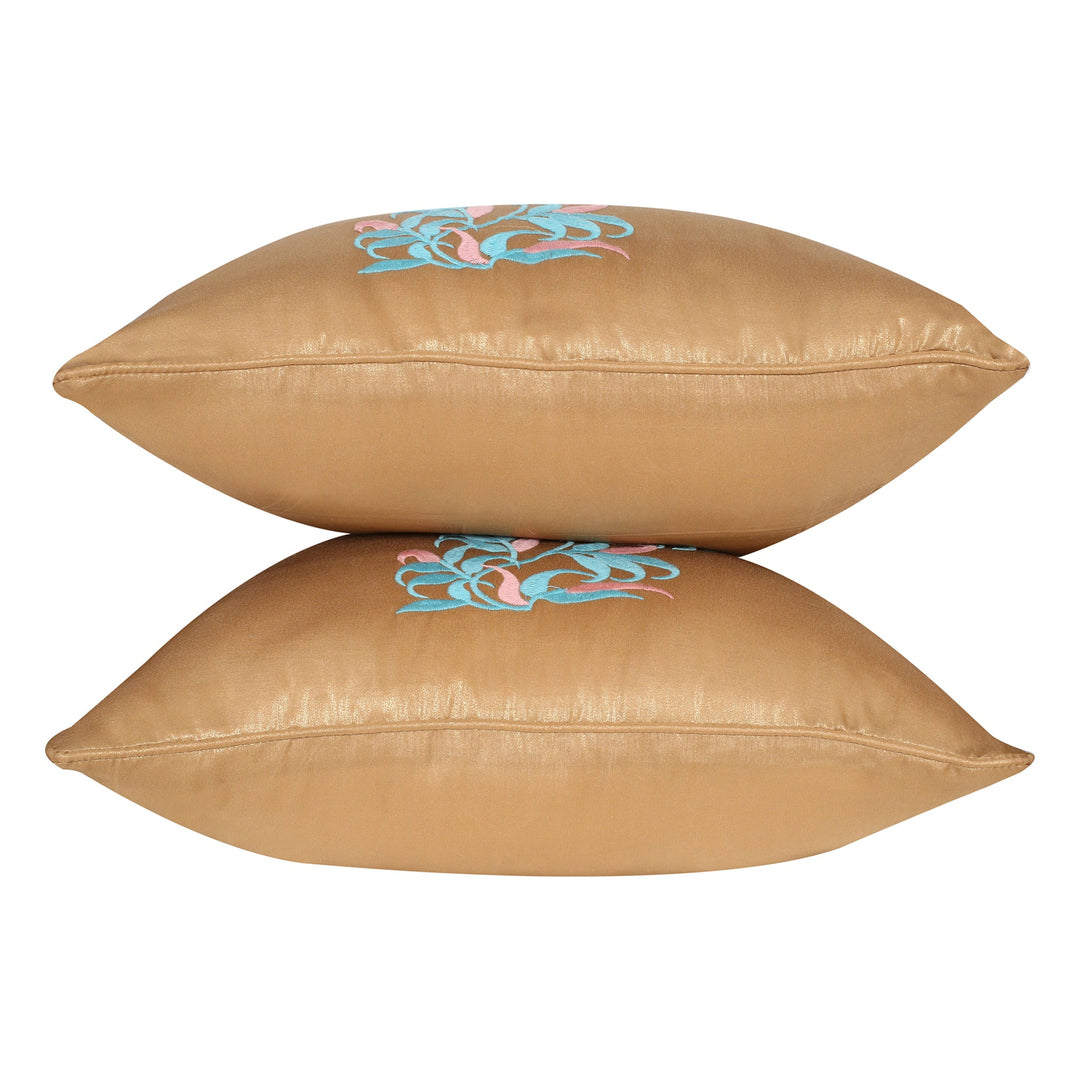 BELLA CASA FASHION Cushion Cover Utsav Polyester Embroidered Cushion Covers Pack of 2