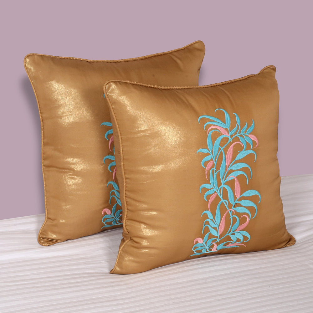 BELLA CASA FASHION Cushion Cover Utsav Polyester Embroidered Cushion Covers Pack of 2