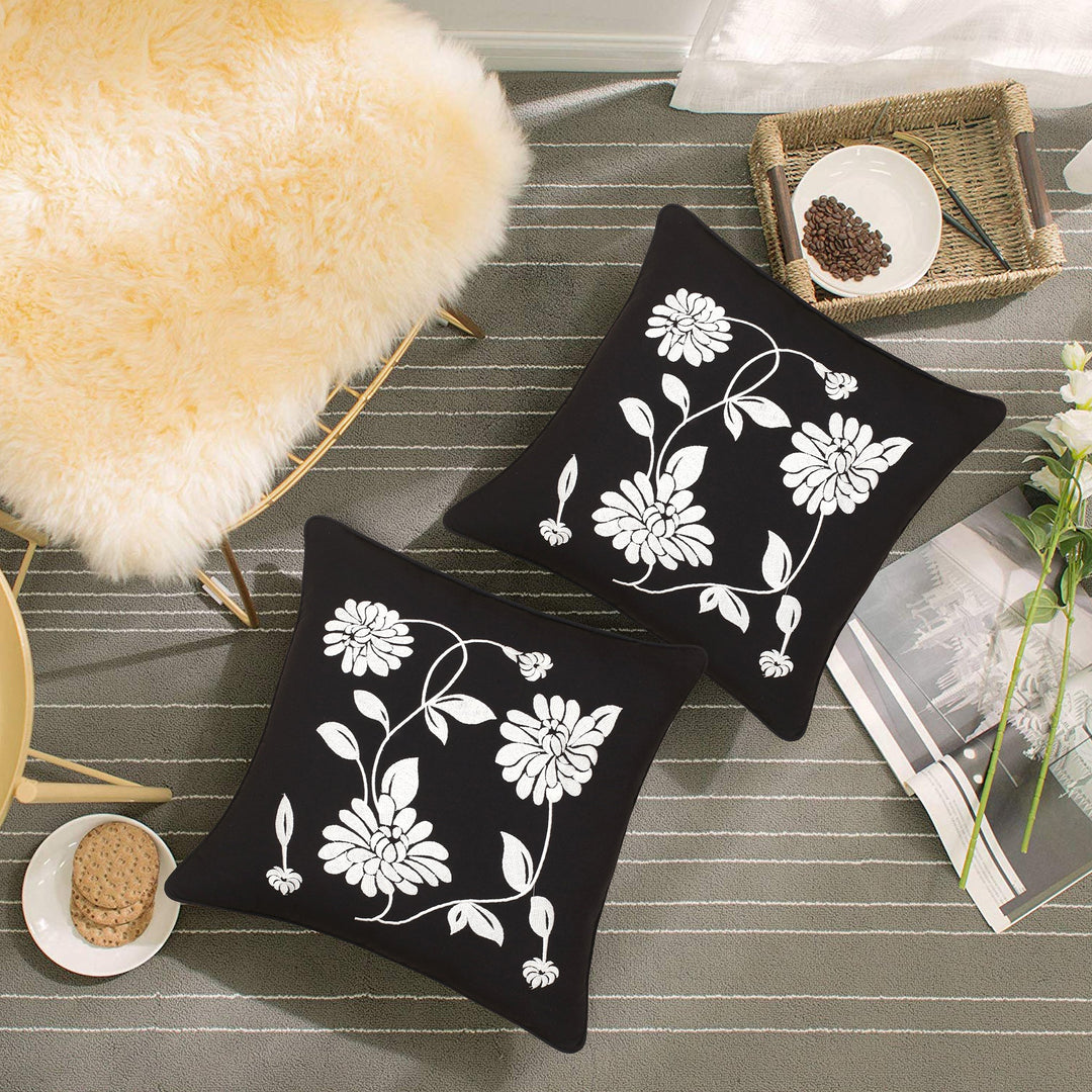 BELLA CASA FASHION Cushion Cover Utsav Polyester Embroidered Cushion Covers Pack of 2