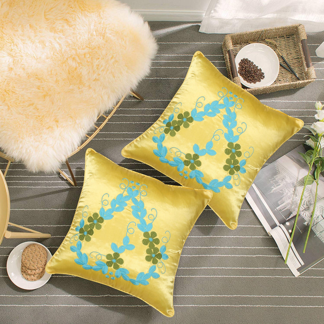 BELLA CASA FASHION Cushion Cover Utsav Polyester Embroidered Cushion Covers Pack of 2