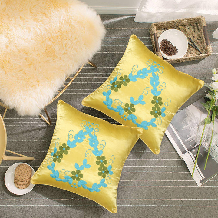 BELLA CASA FASHION Cushion Cover Utsav Polyester Embroidered Cushion Covers Pack of 2