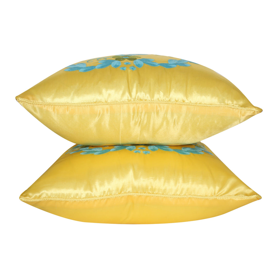 BELLA CASA FASHION Cushion Cover Utsav Polyester Embroidered Cushion Covers Pack of 2