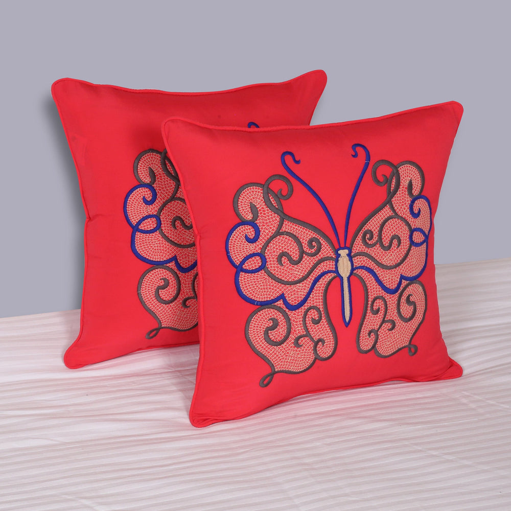 BELLA CASA FASHION Cushion Cover Utsav Polyester Embroidered Cushion Covers Pack of 2