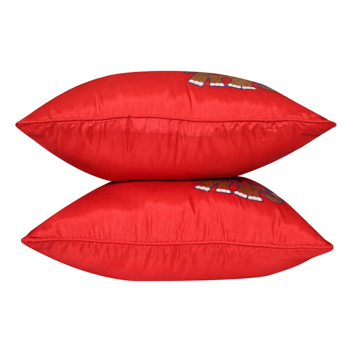 BELLA CASA FASHION Cushion Covers Utsav Polyester Embroidered Cushion Covers Pack of 2