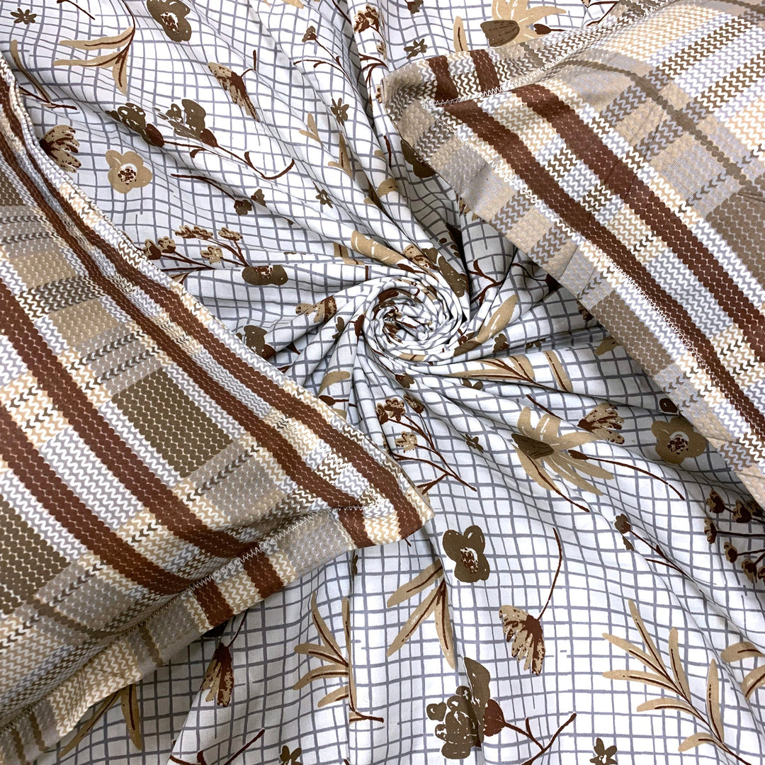 Bella Casa Fashion & Retail Ltd  BEDSHEET Double Bedsheet King Size Cotton Abstract Brown Colour with 2 Pillow Covers - Genteel Collection