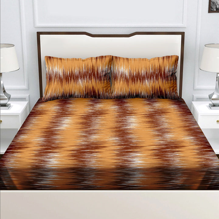 Bella Casa Fashion & Retail Ltd  BEDSHEET Double Bedsheet Set 100% Cotton King Size with 2 Pillow Covers Abstract Brown Colour - Radiant Collection