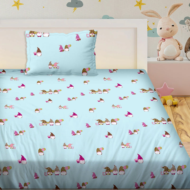 Bella Casa Fashion & Retail Ltd BEDSHEET Single Bedsheet Set 180 TC 100 % Cotton - Kids Kingdom Collection