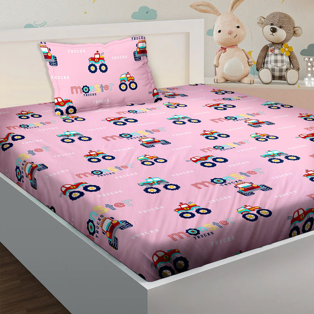 Bella Casa Fashion & Retail Ltd BEDSHEET Single Bedsheet Set 180 TC 100 % Cotton - Kids Kingdom Collection