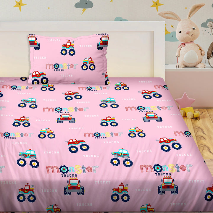 Bella Casa Fashion & Retail Ltd BEDSHEET Single Bedsheet Set 180 TC 100 % Cotton - Kids Kingdom Collection