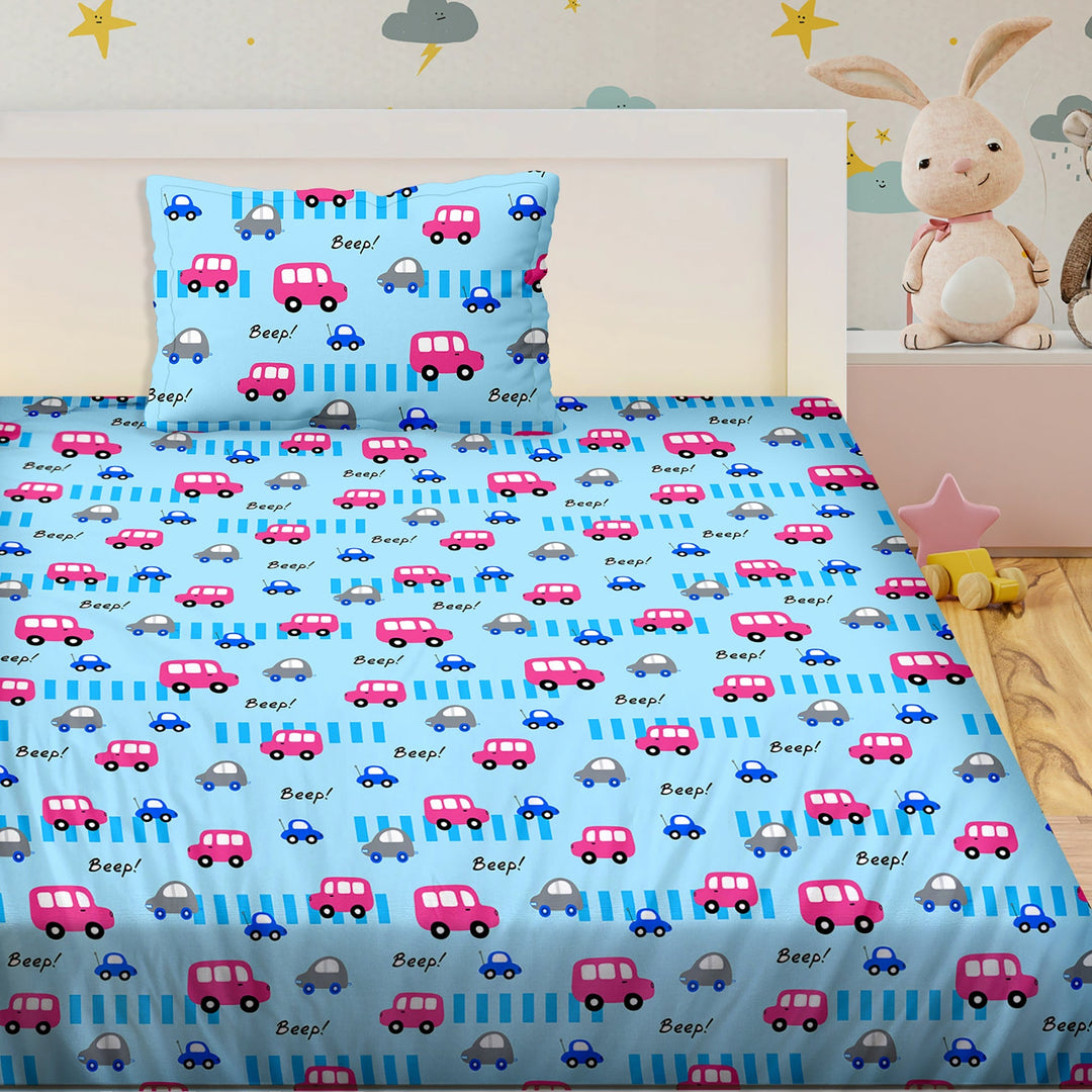 Bella Casa Fashion & Retail Ltd BEDSHEET Single Bedsheet Set 180 TC 100 % Cotton - Kids Kingdom Collection