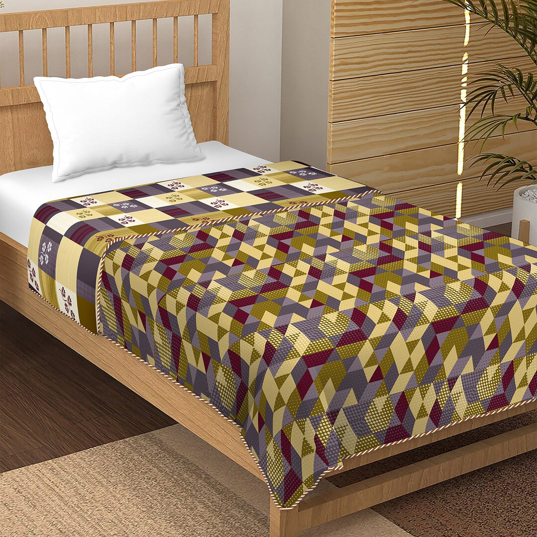 Bella Casa Fashion & Retail Ltd Dohar Single Dohar/AC Blanket Reversible Cotton| Size: 152 X 228 CM - Plum Dohar