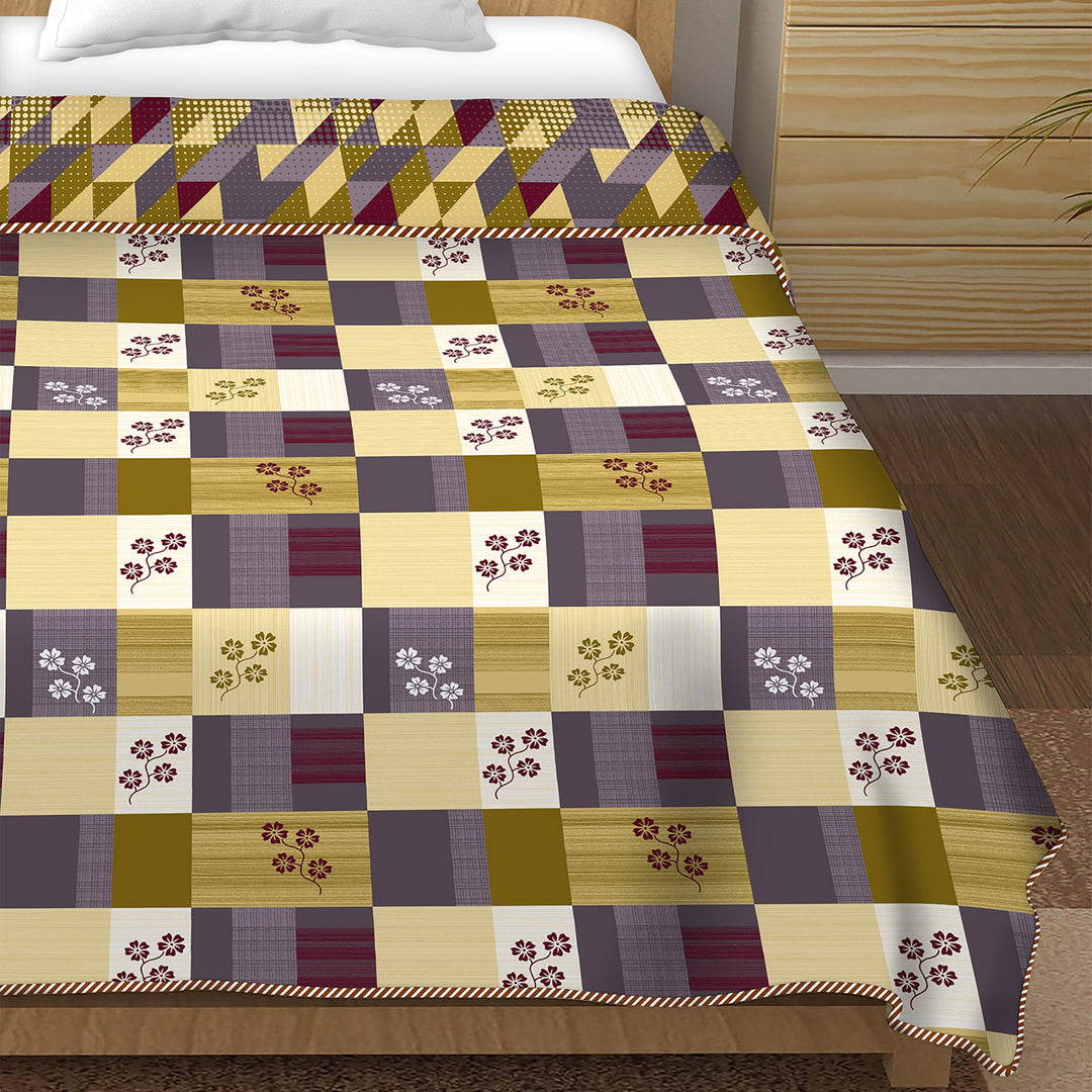 Bella Casa Fashion & Retail Ltd Dohar Single Dohar/AC Blanket Reversible Cotton| Size: 152 X 228 CM - Plum Dohar