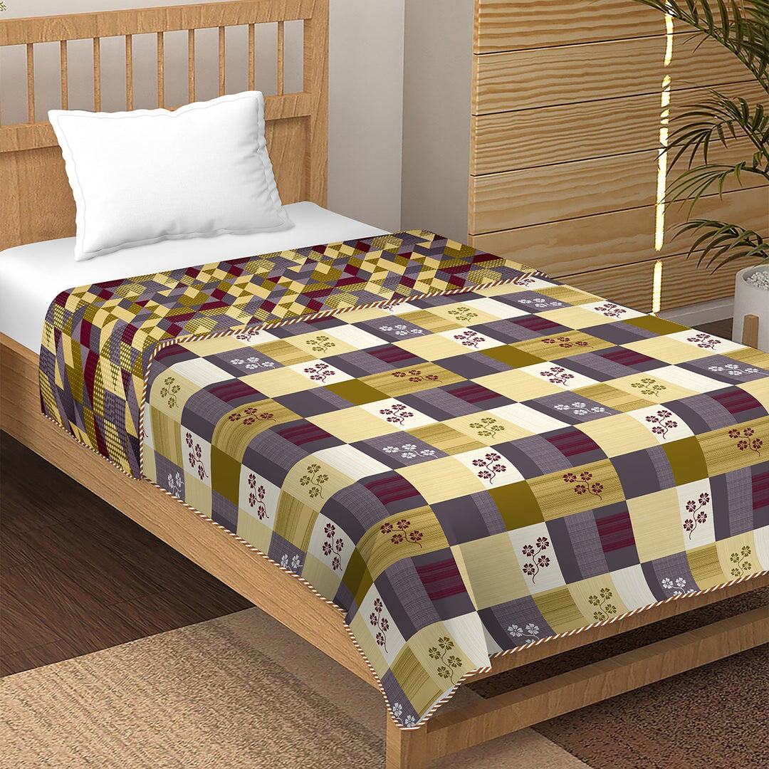 Bella Casa Fashion & Retail Ltd Dohar Single Dohar/AC Blanket Reversible Cotton| Size: 152 X 228 CM - Plum Dohar