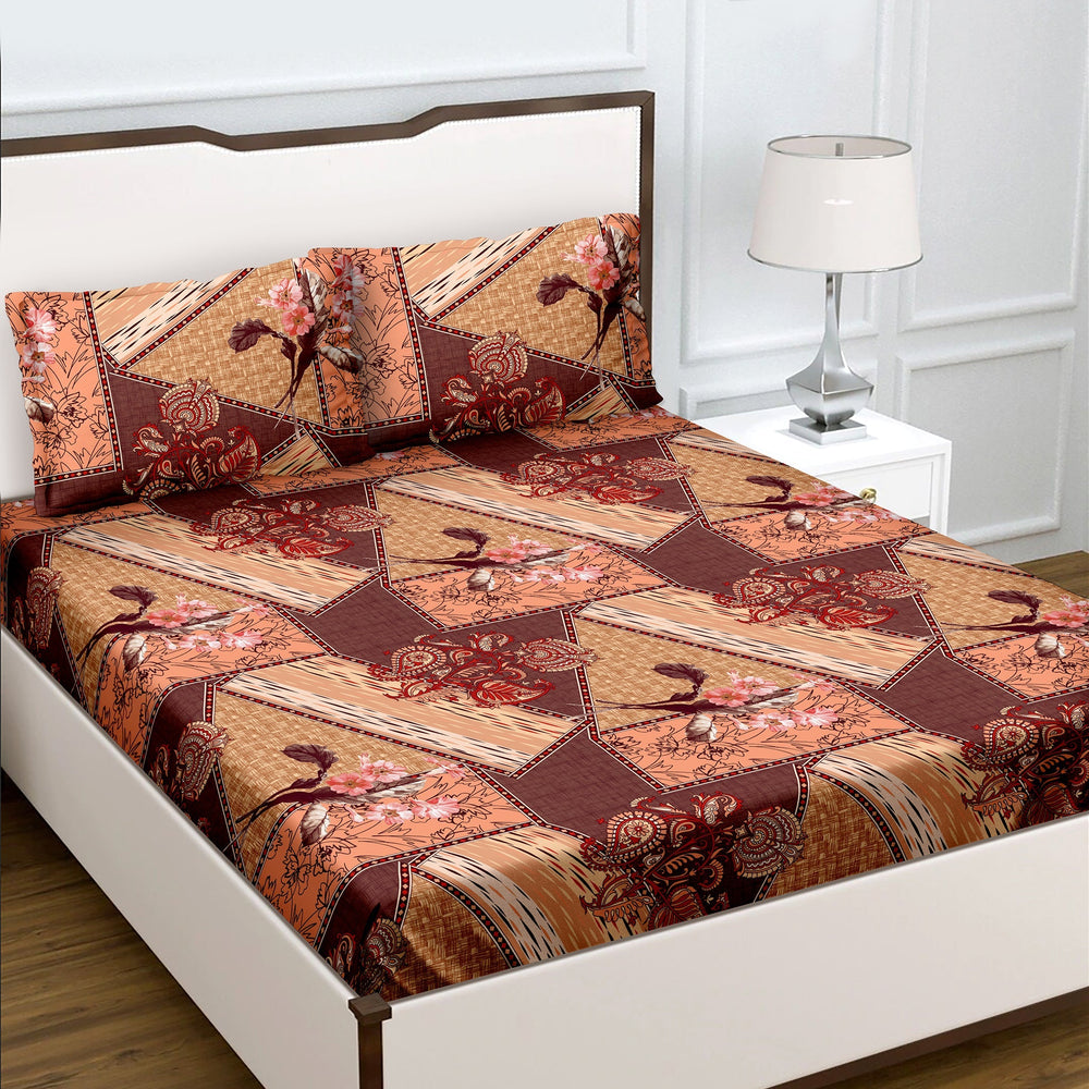 Bella Casa Fashion & Retail Ltd  Double Bedsheet Set King Size with 2 Pillow Covers Abstract Multi Colour - Radiant Collection