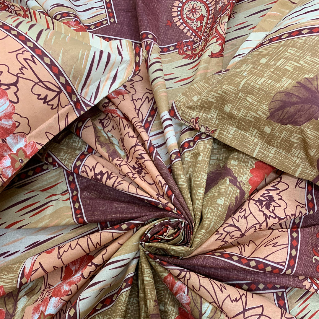 Bella Casa Fashion & Retail Ltd  Double Bedsheet Set King Size with 2 Pillow Covers Abstract Multi Colour - Radiant Collection