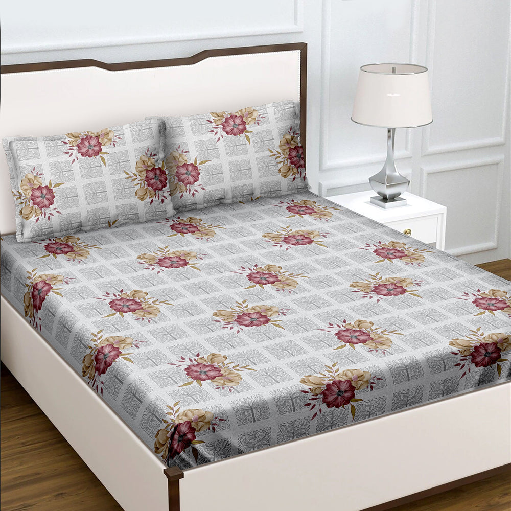 Bella Casa Fashion & Retail Ltd  Double Bedsheet Set King Size with 2 Pillow Covers Floral Multi Colour - Radiant Collection