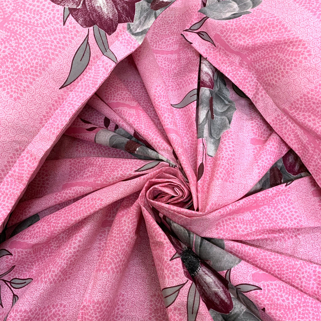 Bella Casa Fashion & Retail Ltd  Double Bedsheet Set King Size with 2 Pillow Covers Floral Pink Colour - Radiant Collection