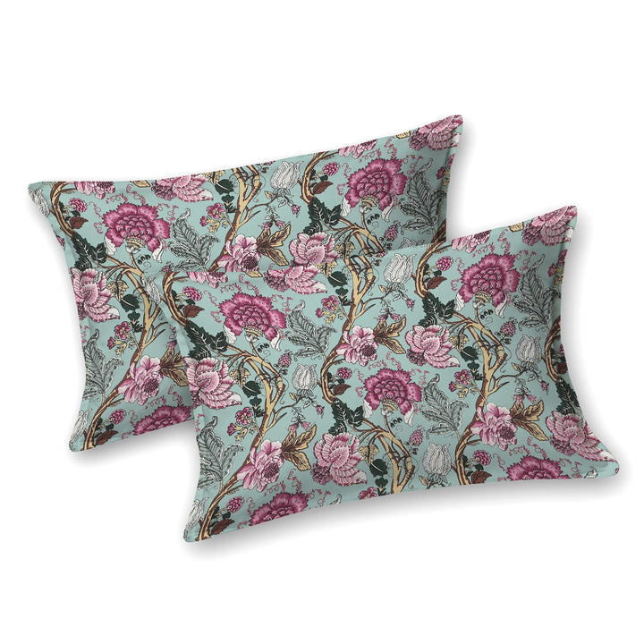 Bella Casa Fashion & Retail Ltd BEDSHEET 87 X 107 Inch / Multi / Cotton Double King Size Bedsheet with 2 Pillow Covers Floral Motifs Printed Cotton Multi Colour - Ethnic Collection