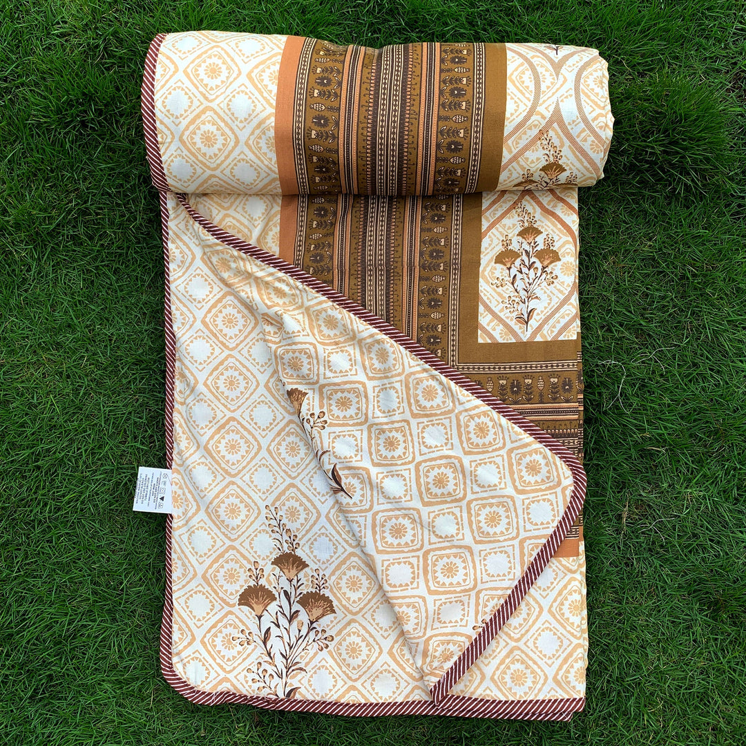 Bella Casa Fashion & Retail Ltd  60 X 90 Inch / Yellow / Cotton Single Dohar / AC Blanket Reversible| Size: 152 X 228 CM - Canva Collection