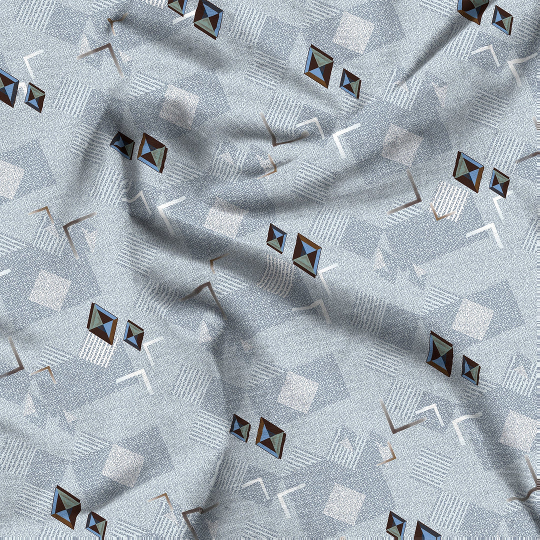 Bella Casa Fashion & Retail Ltd  90 X 108 Inch / Grey / Cotton Double Bedsheet Set Cotton King Size with 2 Pillow Covers Geometric Design GreyColour - Stella Collection