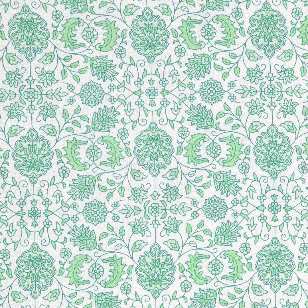 Bella Casa Fashion & Retail Ltd Bedding Set 90 x 108 inch / Green / Cotton 5 PC Bedding Set ( 1 Double Bedsheet with 2 Pillow Covers & 2 Reversible Single Dohar ) Floral Design Cotton Green Colour - Oasis Bedding Set