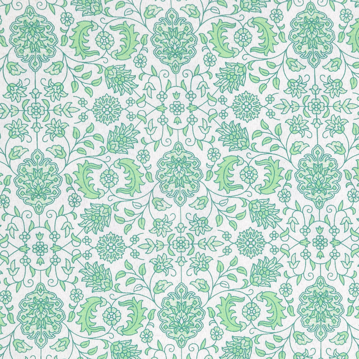 Bella Casa Fashion & Retail Ltd Bedding Set 90 x 108 inch / Green / Cotton 5 PC Bedding Set ( 1 Double Bedsheet with 2 Pillow Covers & 2 Reversible Single Dohar ) Floral Design Cotton Green Colour - Oasis Bedding Set