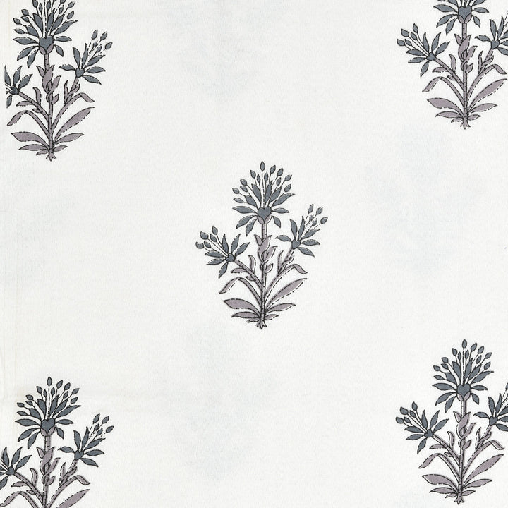 Bella Casa Fashion & Retail Ltd Bedding Set 90 x 108 inch / Grey / Cotton 5 PC Bedding Set ( 1 Double Bedsheet with 2 Pillow Covers & 2 Reversible Single Dohar ) Floral Design Cotton Grey Colour - Oasis Bedding Set