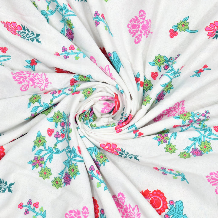 Bella Casa Fashion & Retail Ltd Bedding Set 90 x 108 inch / Multi / Cotton 5 PC Bedding Set ( 1 Double Bedsheet with 2 Pillow Covers & 2 Reversible Single Dohar ) Floral Design Cotton Multi Colour - Oasis Bedding Set