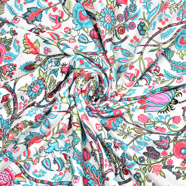 Bella Casa Fashion & Retail Ltd Bedding Set 90 x 108 inch / Multi / Cotton 5 PC Bedding Set ( 1 Double Bedsheet with 2 Pillow Covers & 2 Reversible Single Dohar ) Floral Design Cotton Multi Colour - Oasis Bedding Set