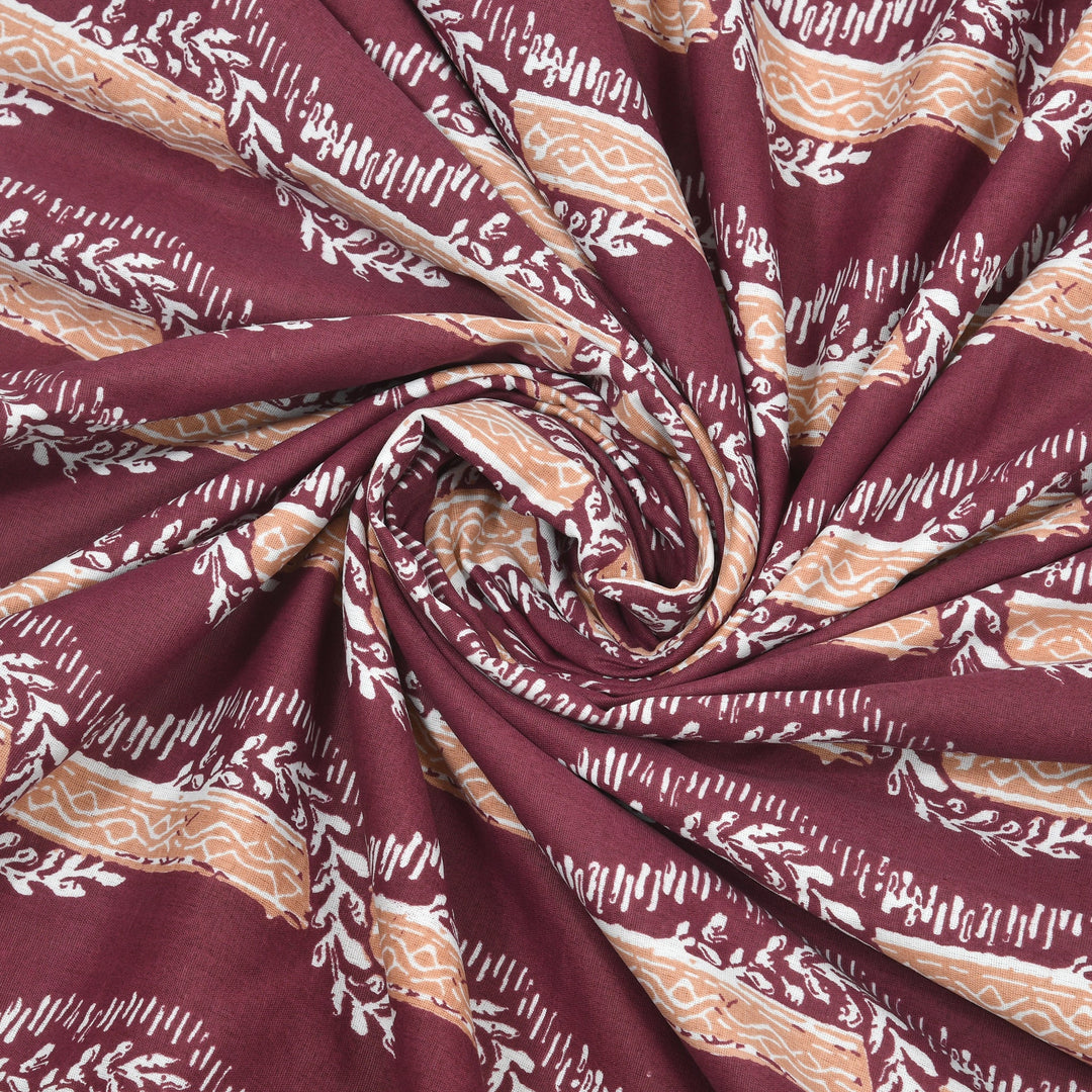 Bella Casa Fashion & Retail Ltd Bedding Set 93 x 108 inch / Red & White / Cotton 5 PC Bedding Set ( 1 Double Bedsheet with 2 Pillow Covers & 2 Single Dohar ) Floral Design Cotton Multi Colour - Kalamkari Collection