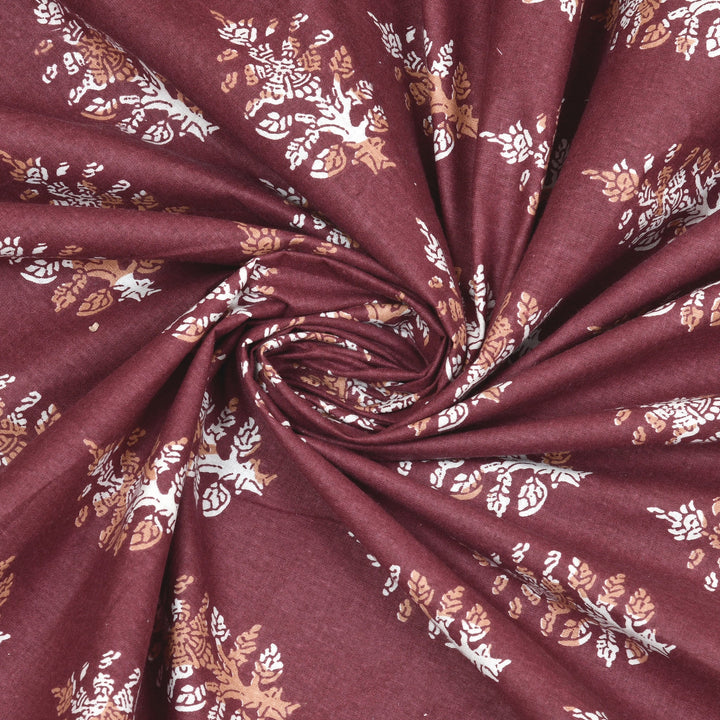 Bella Casa Fashion & Retail Ltd Bedding Set 93 x 108 inch / Red & White / Cotton 5 PC Bedding Set ( 1 Double Bedsheet with 2 Pillow Covers & 2 Single Dohar ) Floral Design Cotton Red & White Colour - Kalamkari Collection