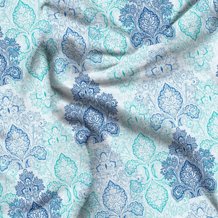 Bella Casa Fashion & Retail Ltd  BEDSHEET 108 X 108 Inch / Blue / Cotton Double Bedsheet Set Cotton Super King Size with 2 Pillow Covers Abstract Design Blue Colour - Paris Collection