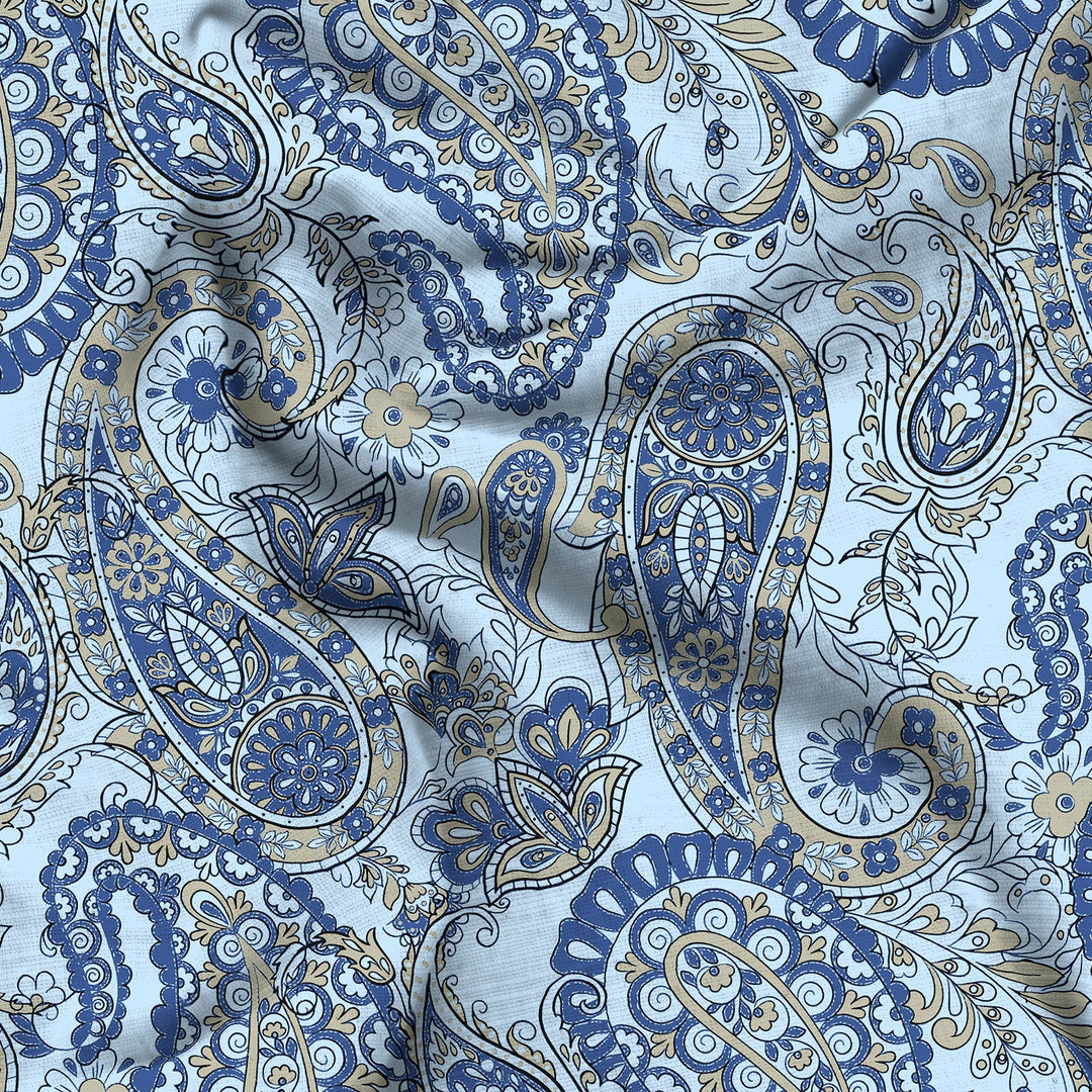 Bella Casa Fashion & Retail Ltd  BEDSHEET 108 X 108 Inch / Blue / Cotton Double Bedsheet Set Cotton Super King Size with 2 Pillow Covers Floral Design Blue Colour - Paris Collection