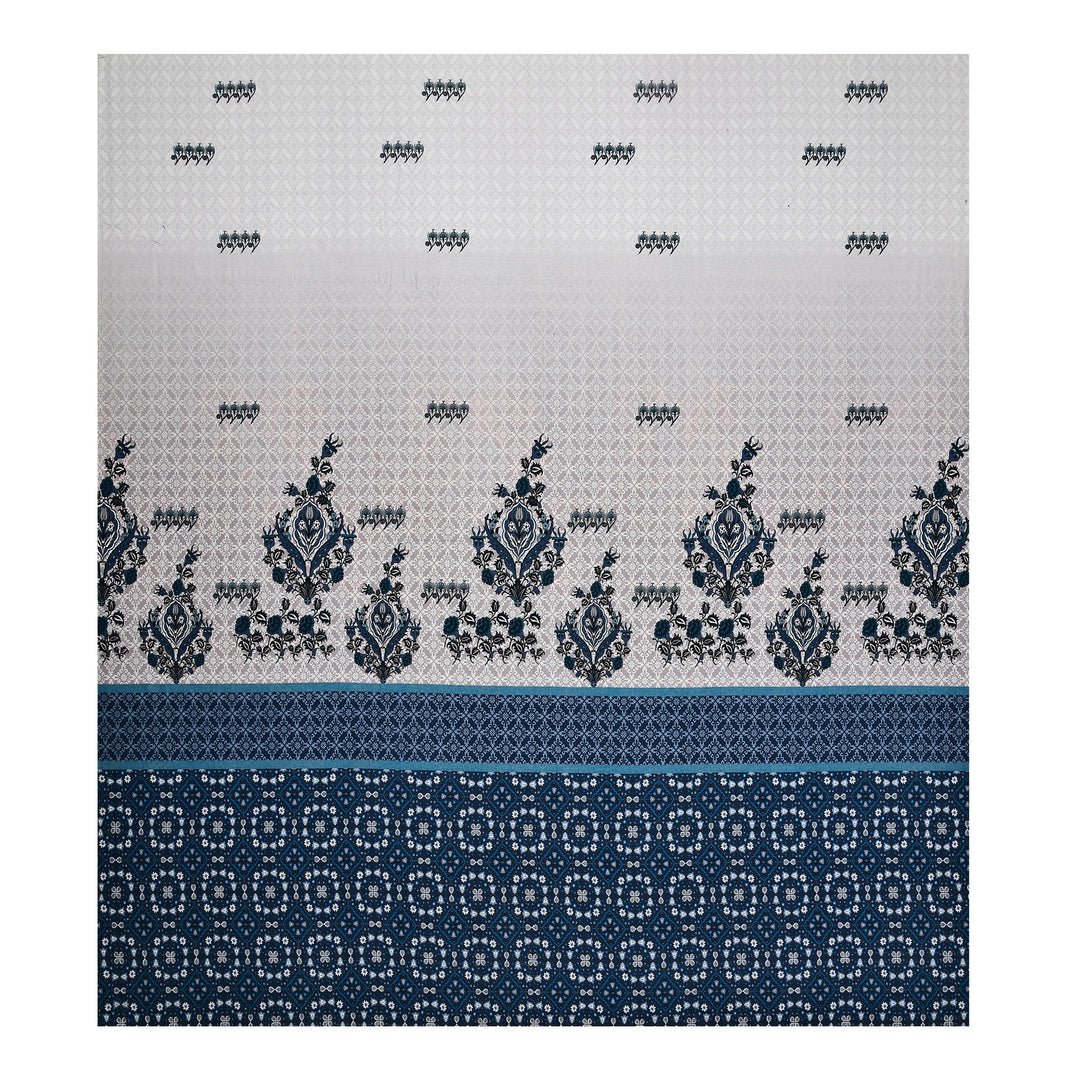 Bella Casa Fashion & Retail Ltd BEDSHEET 108 X 108 Inch / Blue & Grey / 100 % Premium Cotton Super King Size Double Bedsheet Set Premium Cotton with 2 Pillow Covers Digital Printed Blue & Grey Coloured - Celestia Designer Collection