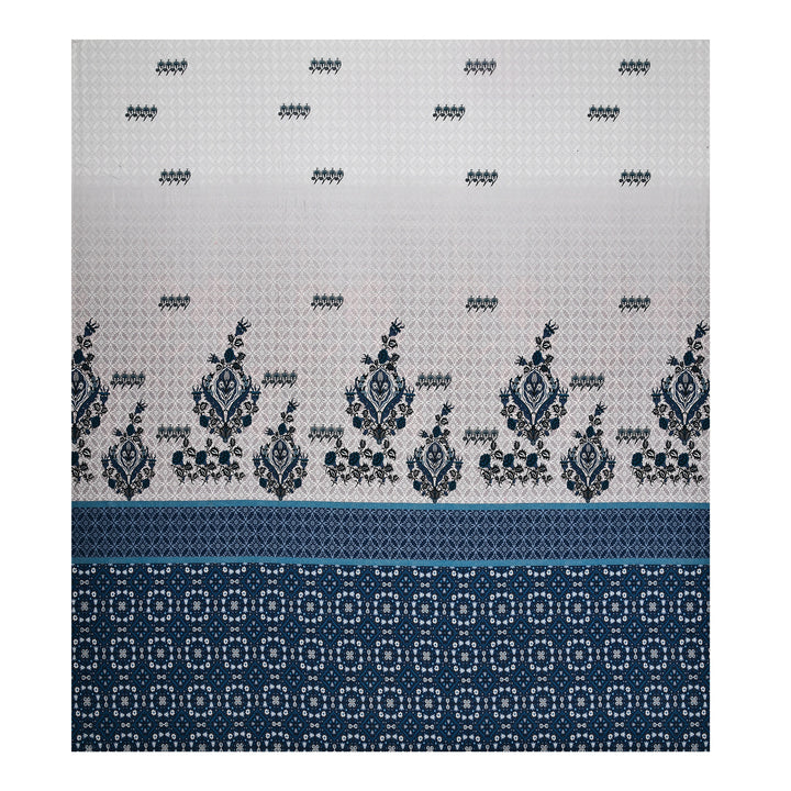 Bella Casa Fashion & Retail Ltd BEDSHEET 108 X 108 Inch / Blue & Grey / 100 % Premium Cotton Super King Size Double Bedsheet Set Premium Cotton with 2 Pillow Covers Digital Printed Blue & Grey Coloured - Celestia Designer Collection