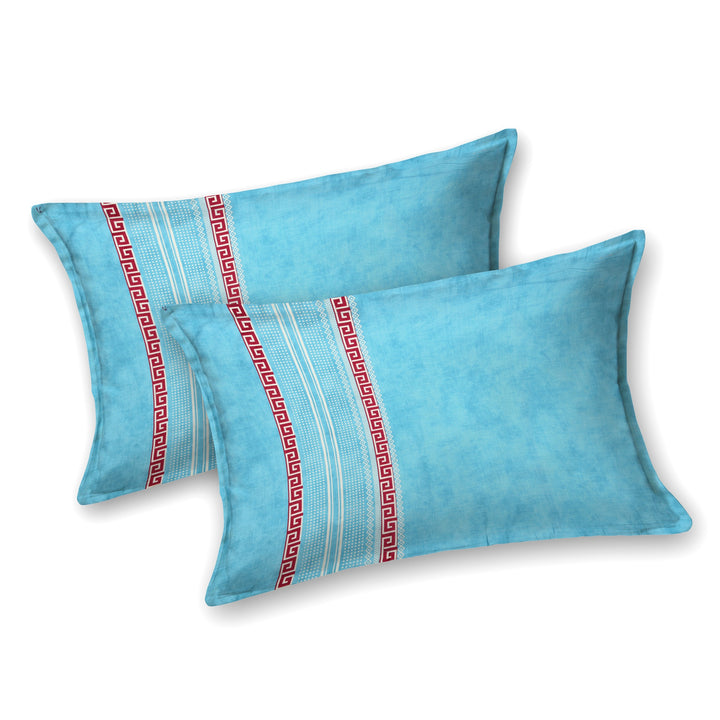 Bella Casa Fashion & Retail Ltd BEDSHEET 108 X 108 Inch / Blue & Red / 100 % Premium Cotton Super King Size Double Bedsheet Set Premium Cotton with 2 Pillow Covers Digital Printed Blue & Red Coloured - Celestia Designer Collection