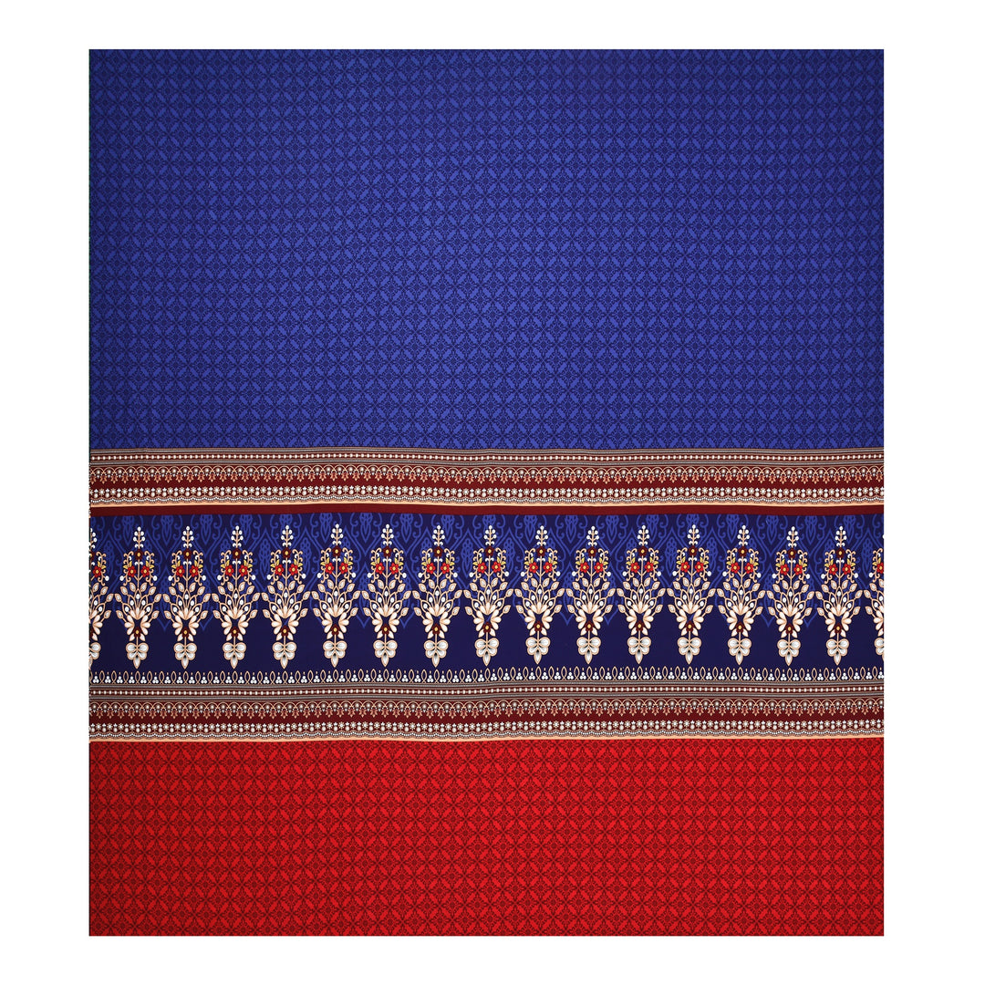 Bella Casa Fashion & Retail Ltd BEDSHEET 108 X 108 Inch / Blue & Red / 100 % Premium Cotton Super King Size Double Bedsheet Set Premium Cotton with 2 Pillow Covers Digital Printed Blue & Red Coloured - Celestia Designer Collection