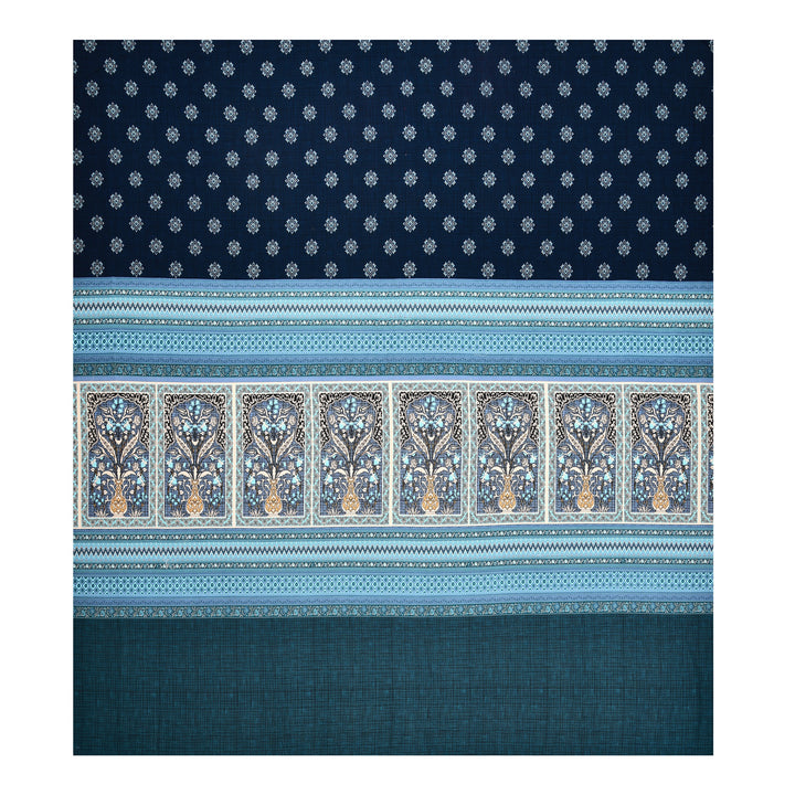 Bella Casa Fashion & Retail Ltd BEDSHEET 108 X 108 Inch / Blue & Teal / 100 % Premium Cotton Super King Size Double Bedsheet Set Premium Cotton with 2 Pillow Covers Digital Printed Blue & Teal Coloured - Celestia Designer Collection