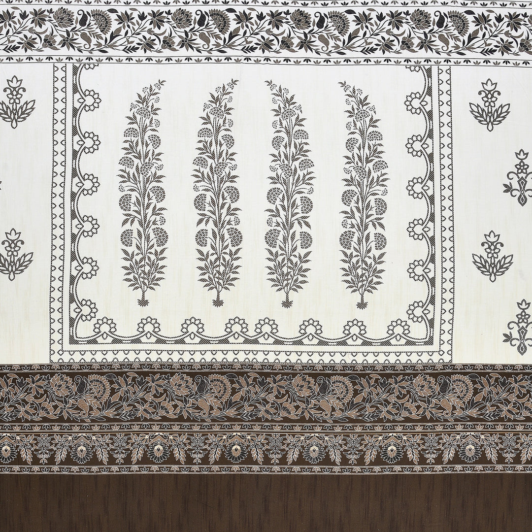 Bella Casa Fashion & Retail Ltd BEDSHEET 108 X 108 Inch / Brown & Multi / 100 % Premium Cotton Super King Size Double Bedsheet Set Premium Cotton with 2 Pillow Covers Digital Printed Brown & Multi Coloured - Celestia Designer Collection