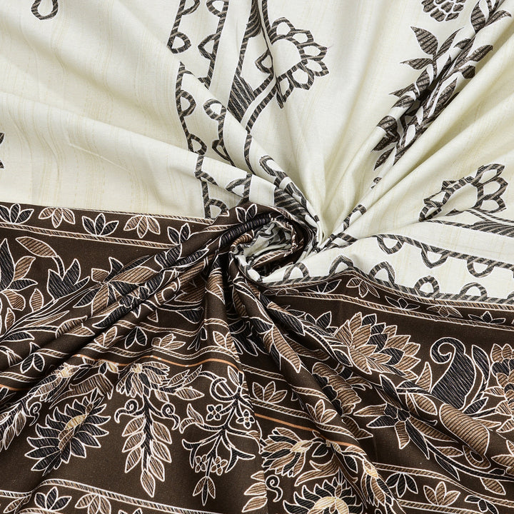 Bella Casa Fashion & Retail Ltd BEDSHEET 108 X 108 Inch / Brown & Multi / 100 % Premium Cotton Super King Size Double Bedsheet Set Premium Cotton with 2 Pillow Covers Digital Printed Brown & Multi Coloured - Celestia Designer Collection